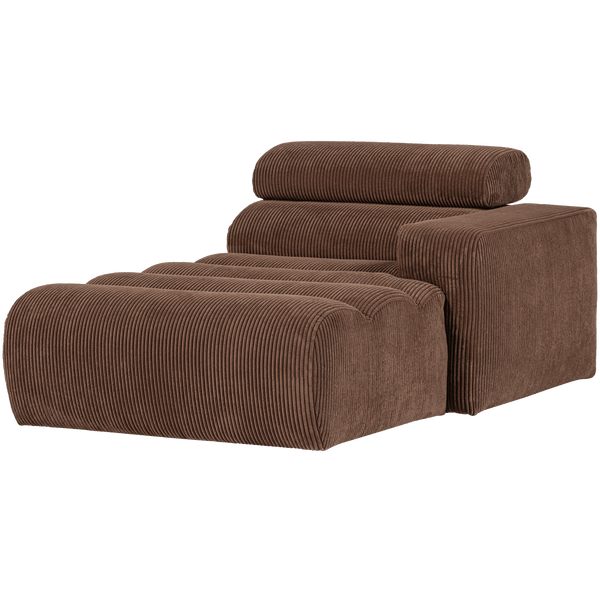 NOVI CHAISE LONGUE ELEMENT ARM RECHTS RIBSTOF MOKKABRUIN