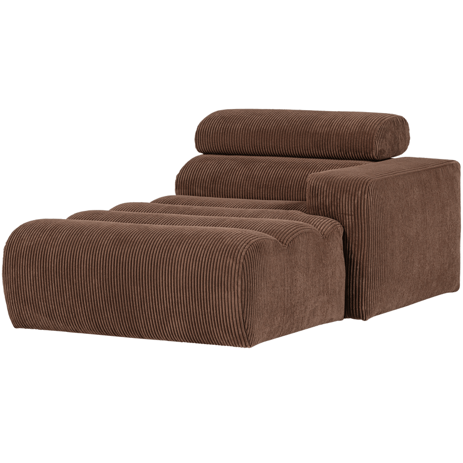 NOVI CHAISE LONGUE ELEMENT ARM RECHTS RIBSTOF MOKKABRUIN