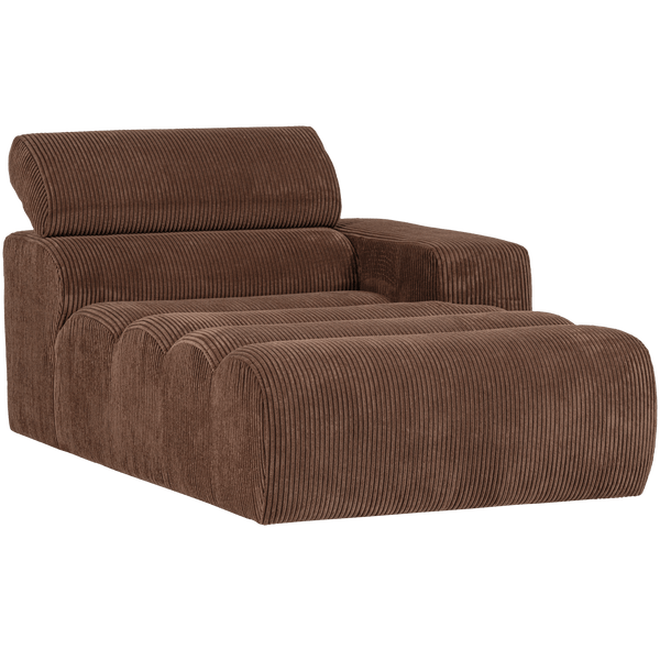 NOVI CHAISE LONGUE ELEMENT ARM RECHTS RIBSTOF MOKKABRUIN