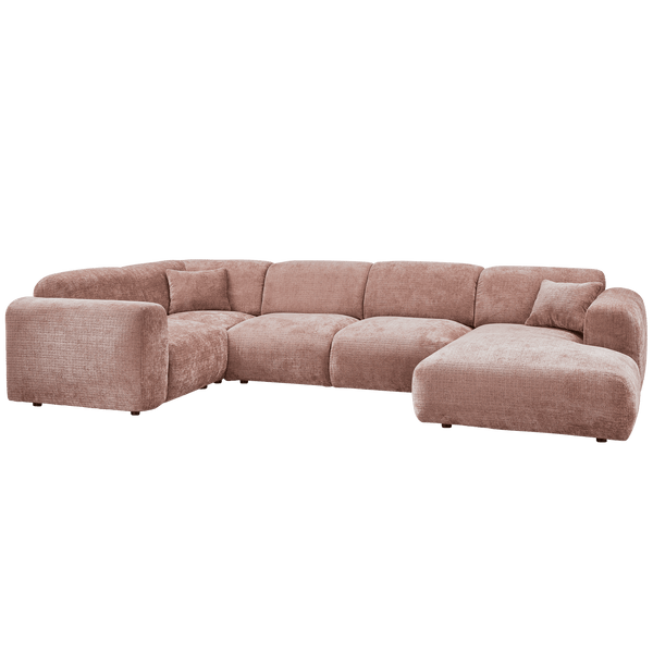 CLOUD HOEKBANK LINKS GEWEVEN CHENILLE TAUPE/ROZE