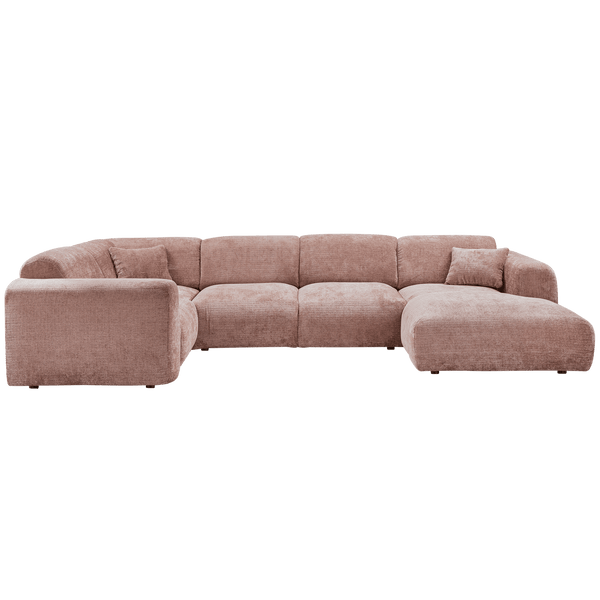 CLOUD HOEKBANK LINKS GEWEVEN CHENILLE TAUPE/ROZE