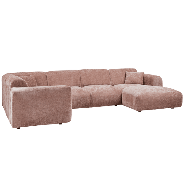 CLOUD HOEKBANK LINKS GEWEVEN CHENILLE TAUPE/ROZE