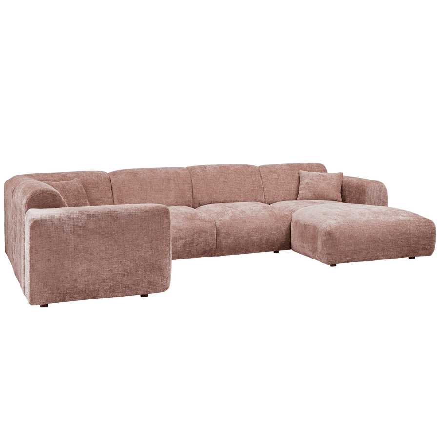 CLOUD HOEKBANK LINKS GEWEVEN CHENILLE TAUPE/ROZE