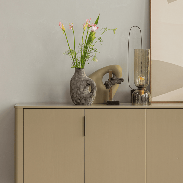 GIGI TAFELLAMP GEHAMERD GLAS 38xO15CM NATUREL