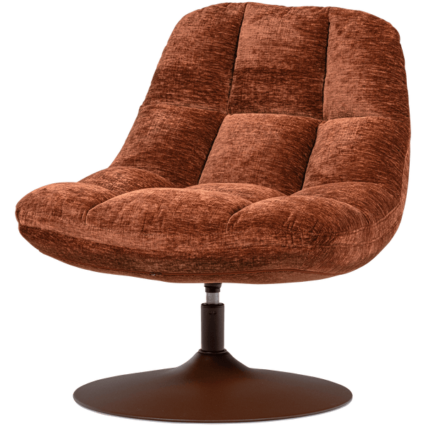ELVI DRAAIFAUTEUIL CHENILLE STRUCTUUR ROESTBRUIN