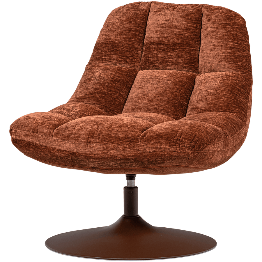 ELVI DRAAIFAUTEUIL CHENILLE STRUCTUUR ROESTBRUIN