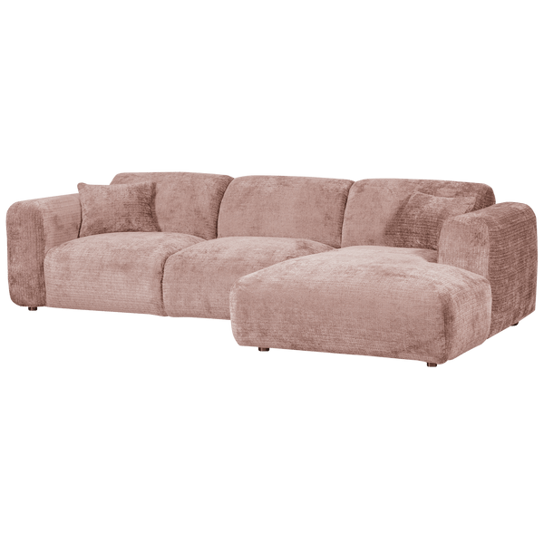 CLOUD CHAISE LONGUE BANK RECHTS CHENILLE TAUPE/ROZE