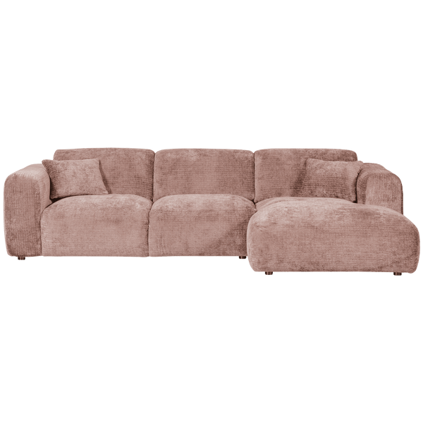 CLOUD CHAISE LONGUE BANK RECHTS CHENILLE TAUPE/ROZE