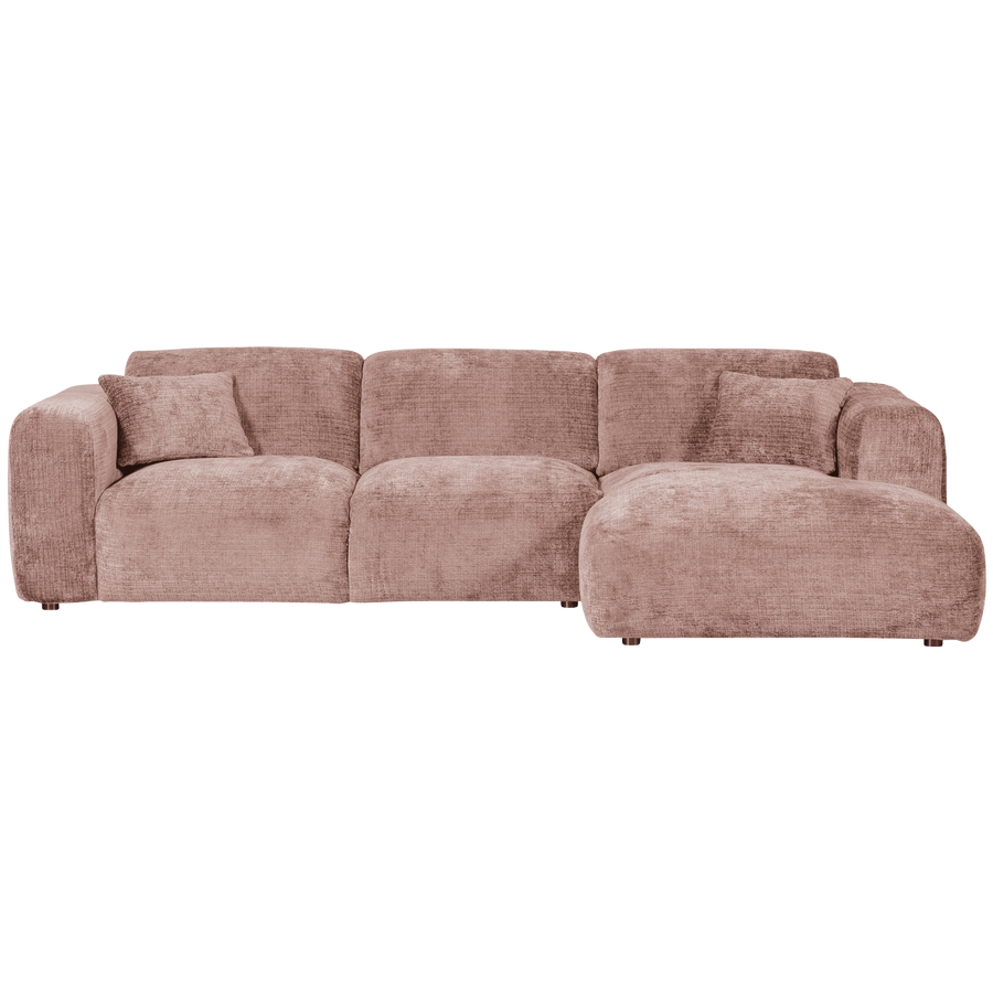 CLOUD CHAISE LONGUE BANK RECHTS CHENILLE TAUPE/ROZE