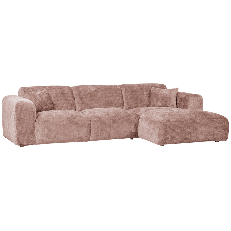 CLOUD CHAISE LONGUE BANK RECHTS CHENILLE TAUPE/ROZE