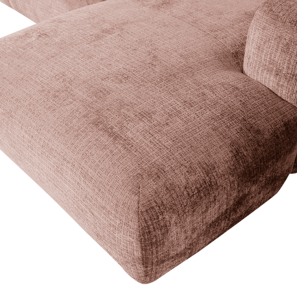 CLOUD CHAISE LONGUE BANK RECHTS CHENILLE TAUPE/ROZE
