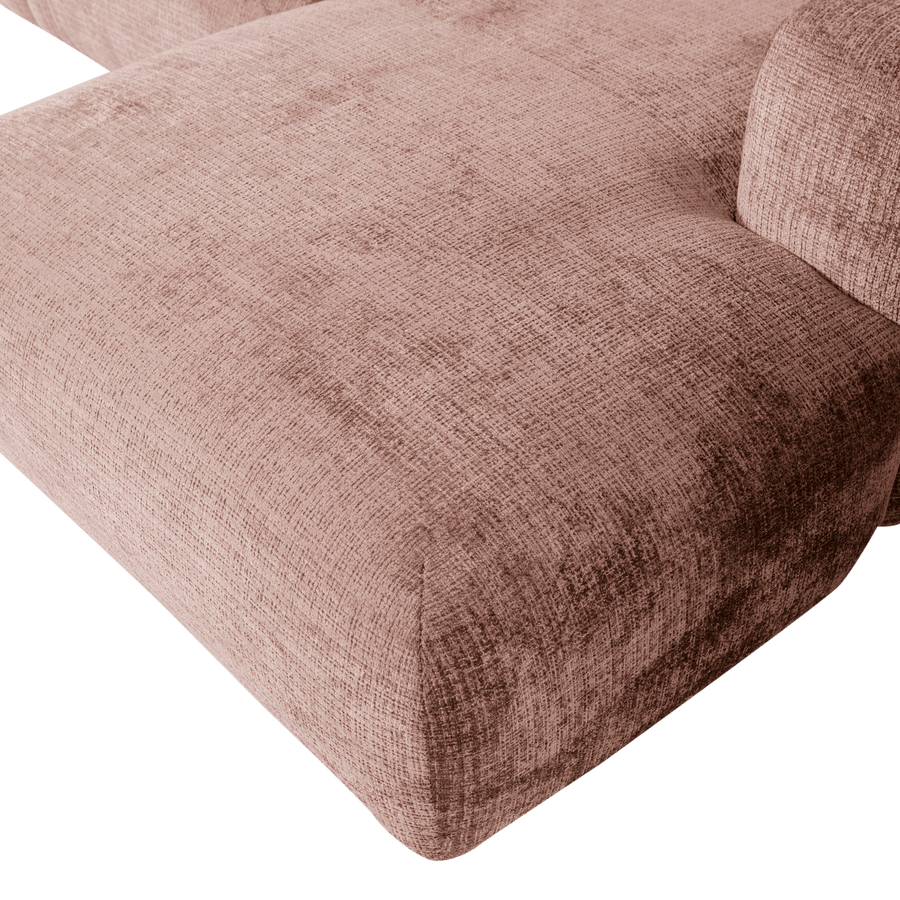 CLOUD CHAISE LONGUE BANK RECHTS CHENILLE TAUPE/ROZE