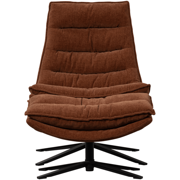 KUBE DRAAIFAUTEUIL MET HOCKER BRUIN