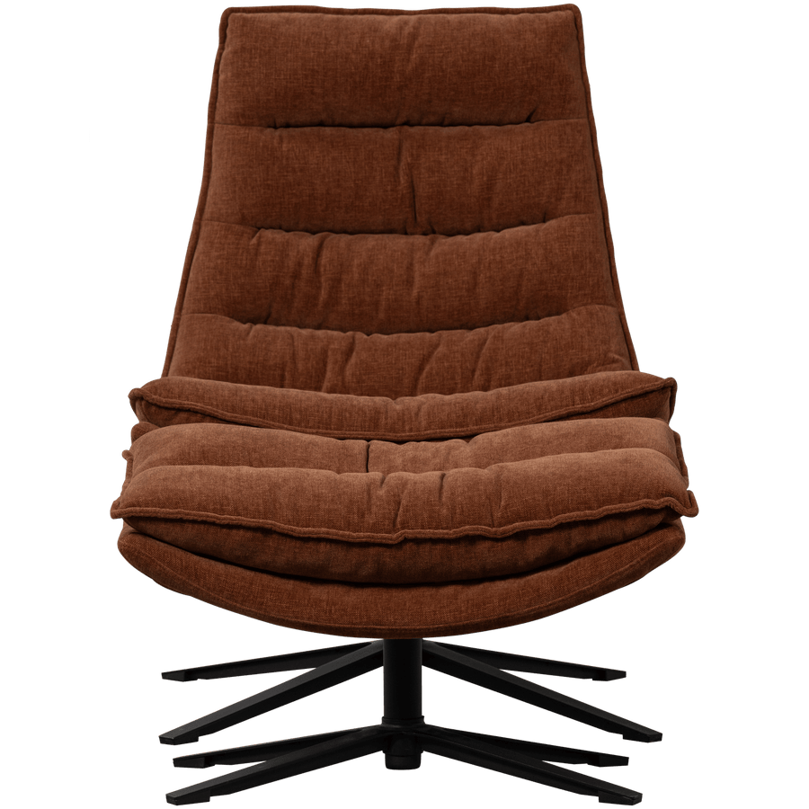 KUBE DRAAIFAUTEUIL MET HOCKER BRUIN
