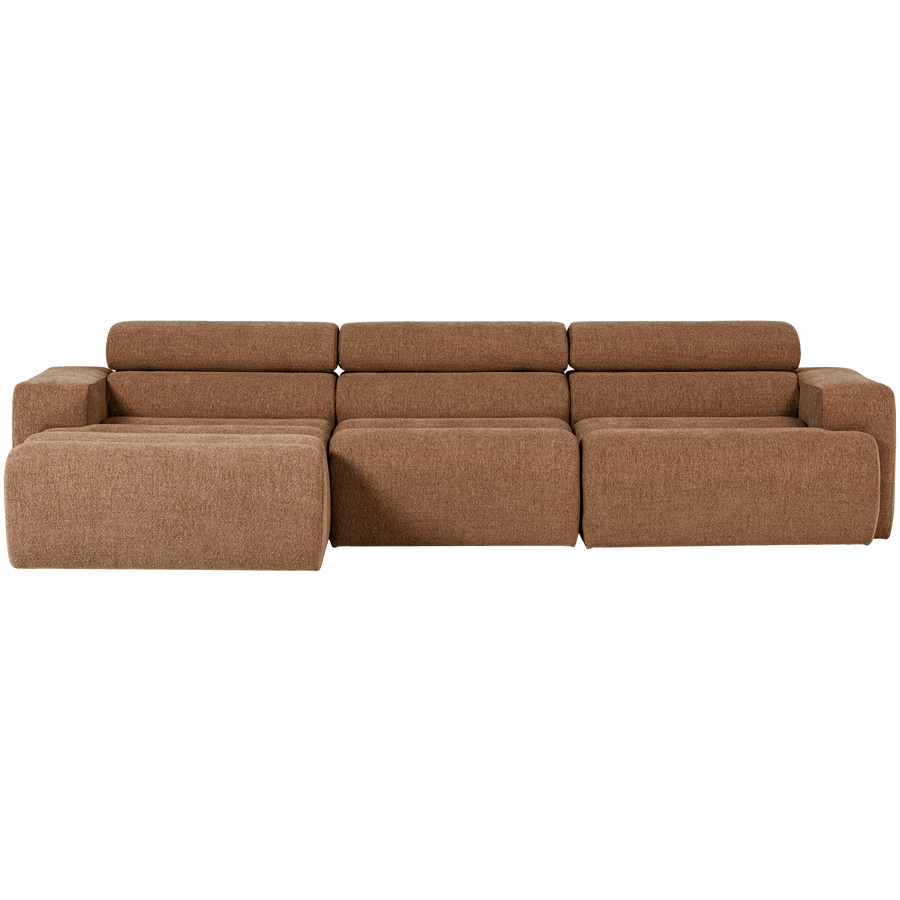 NOVI CHAISE LONGUE BANK LINKS BOUCLE KARAMELBRUIN