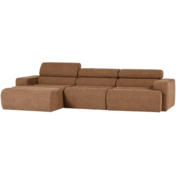 NOVI CHAISE LONGUE BANK LINKS BOUCLE KARAMELBRUIN