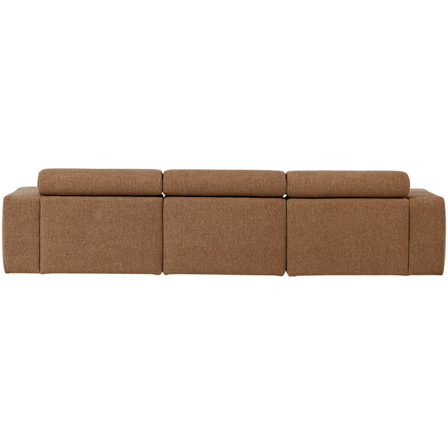 NOVI CHAISE LONGUE BANK LINKS BOUCLE KARAMELBRUIN