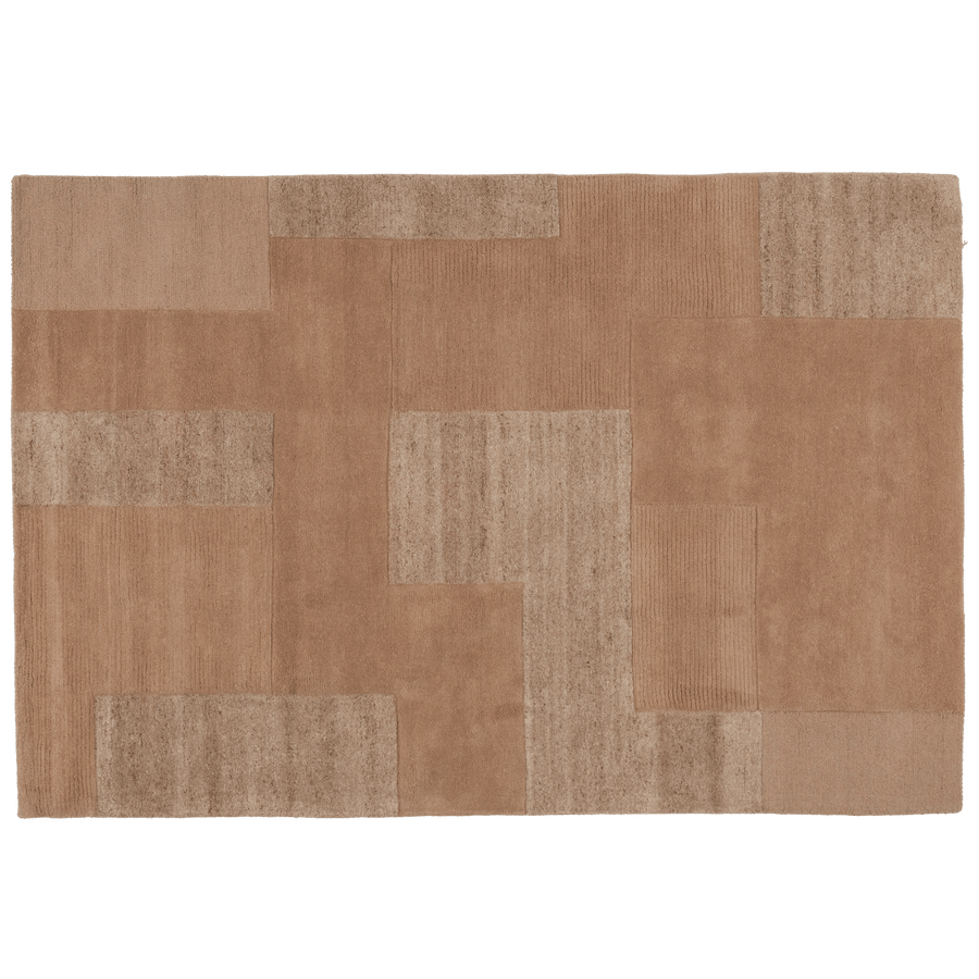 NOVEN HANDGEWEVEN VLOERKLEED WOL/KATOEN ZAND 170x240CM