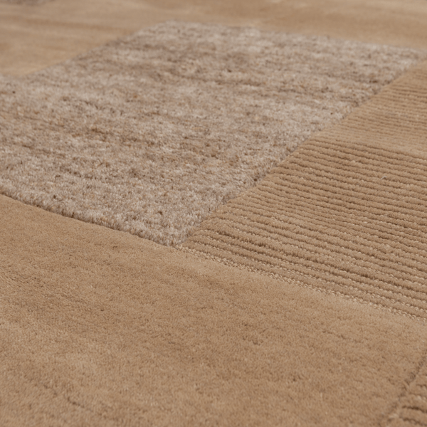 NOVEN HANDGEWEVEN VLOERKLEED WOL/KATOEN ZAND 170x240CM