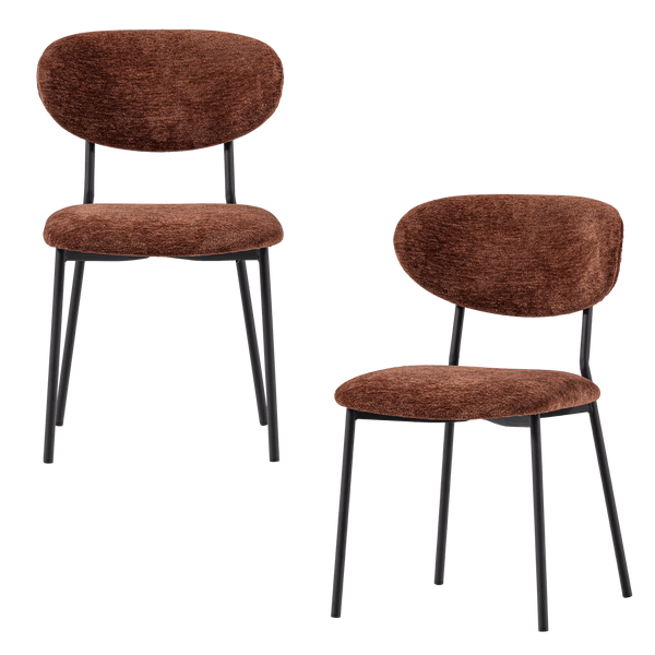 KJELD EETKAMERSTOEL CHENILLE STRUCTUUR BRUIN