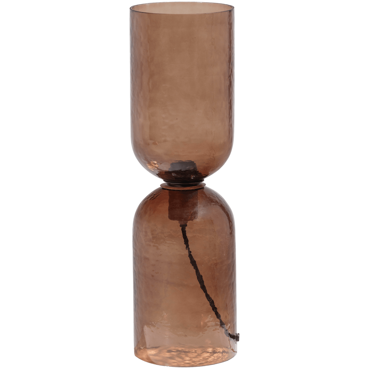 GIGI TAFELLAMP GEHAMERD GLAS 51xO15CM BRUIN