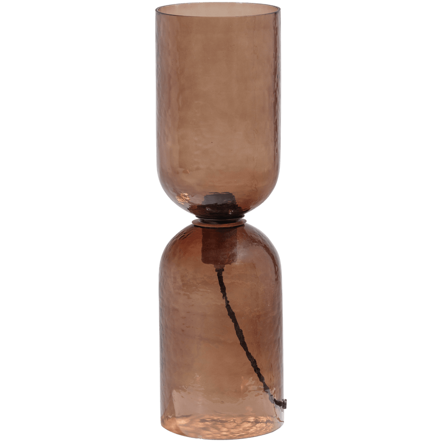 GIGI TAFELLAMP GEHAMERD GLAS 51xO15CM BRUIN