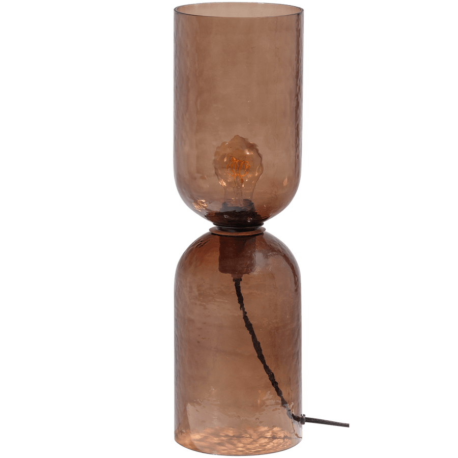 GIGI TAFELLAMP GEHAMERD GLAS 51xO15CM BRUIN