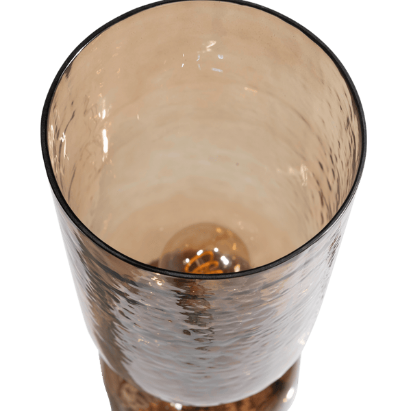 GIGI TAFELLAMP GEHAMERD GLAS 51xO15CM BRUIN