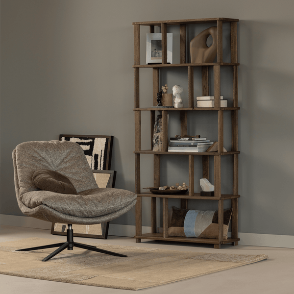 ARVE DRAAIFAUTEUIL BEDRUKTE STOF NATUREL MELANGE