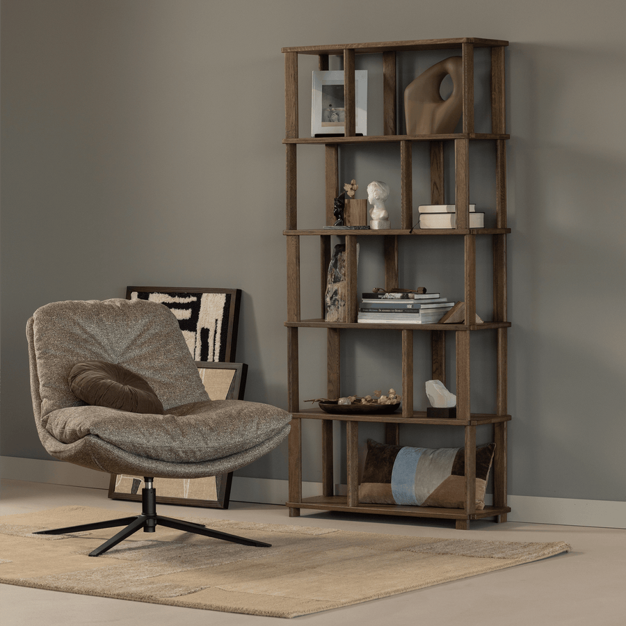ARVE DRAAIFAUTEUIL BEDRUKTE STOF NATUREL MELANGE