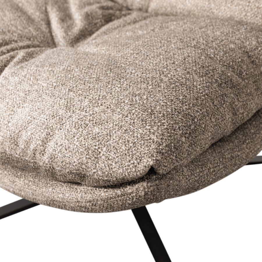 ARVE DRAAIFAUTEUIL BEDRUKTE STOF NATUREL MELANGE