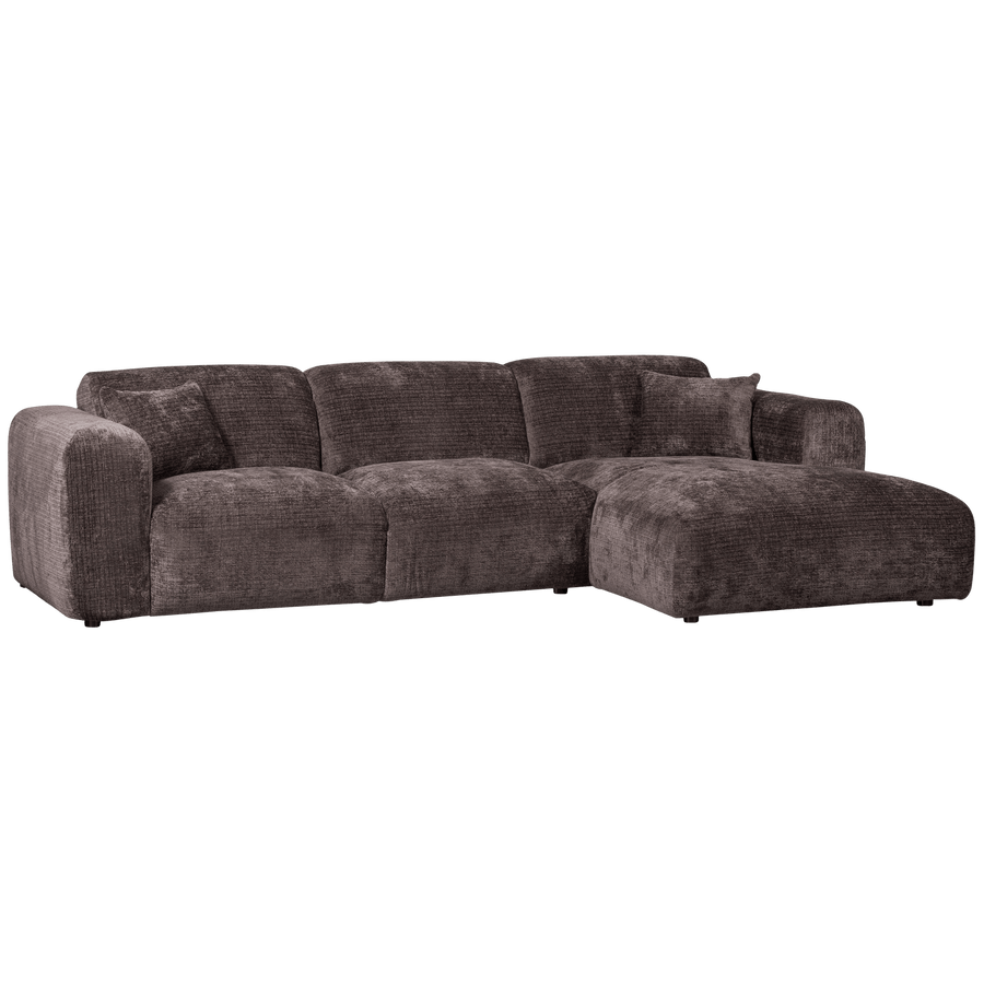 CLOUD CHAISE LONGUE BANK RECHTS CHENILLE WARM BRUIN