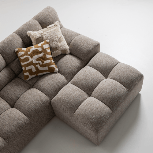 ALLURE HOCKER GEWEVEN STOF BRUIN MELANGE