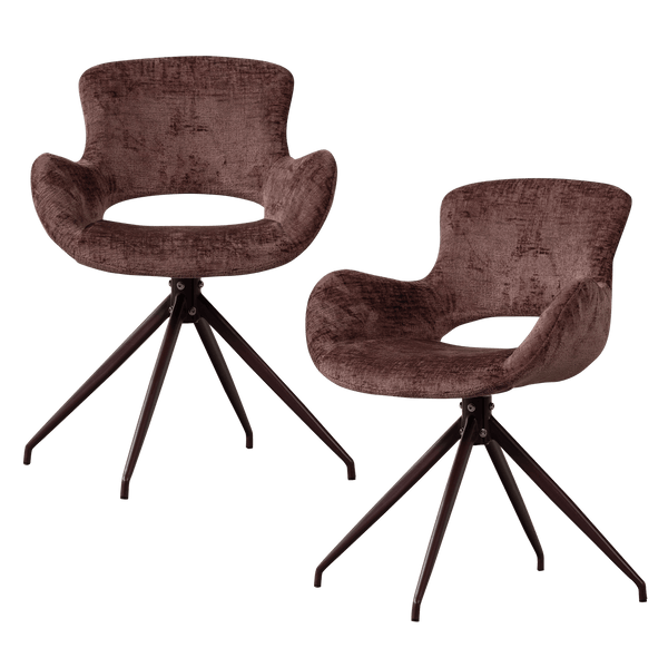 ELIVA EETKAMERSTOEL STRUCTURE VELVET PAARS - SET VAN 2