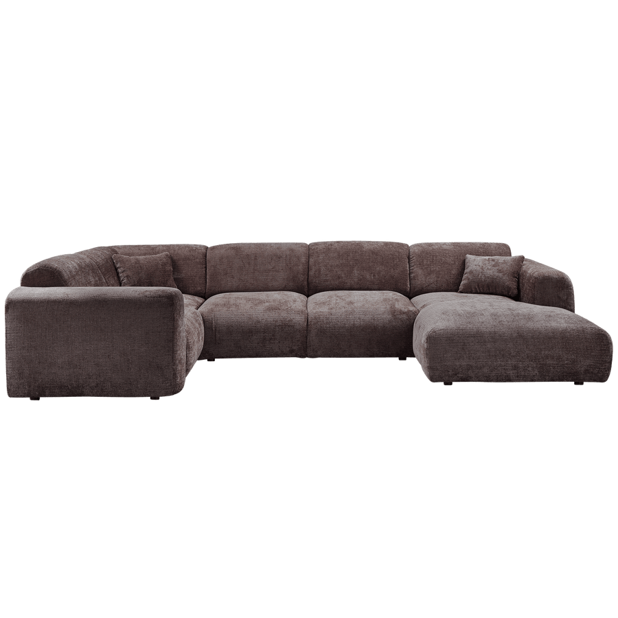 CLOUD HOEKBANK LINKS GEWEVEN CHENILLE WARM BRUIN
