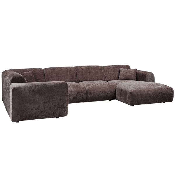 CLOUD HOEKBANK LINKS GEWEVEN CHENILLE WARM BRUIN
