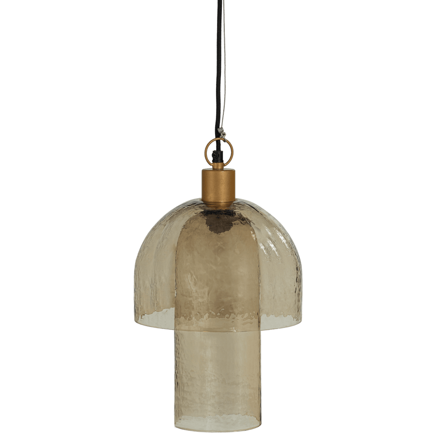 GIGI HANGLAMP DUBBELE KAP GEHAMERD GLAS NATUREL