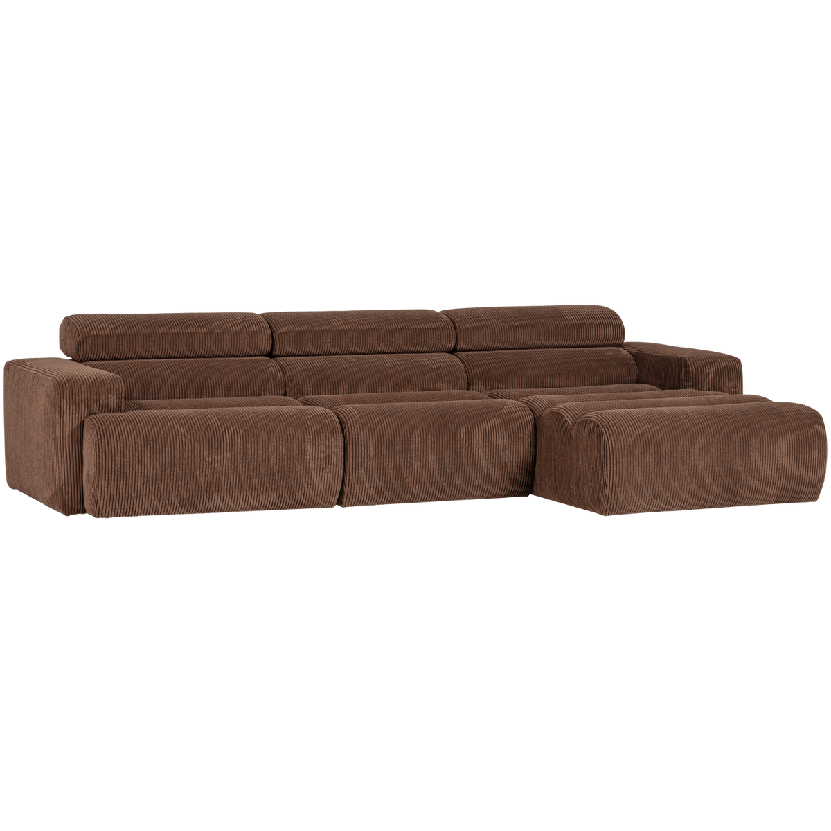 NOVI CHAISE LONGUE BANK RECHTS RIBSTOF MOKKABRUIN