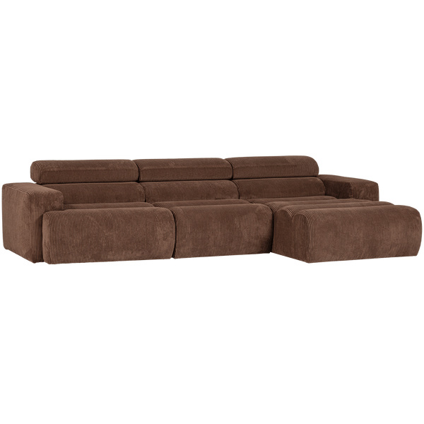 NOVI CHAISE LONGUE BANK RECHTS RIBSTOF MOKKABRUIN