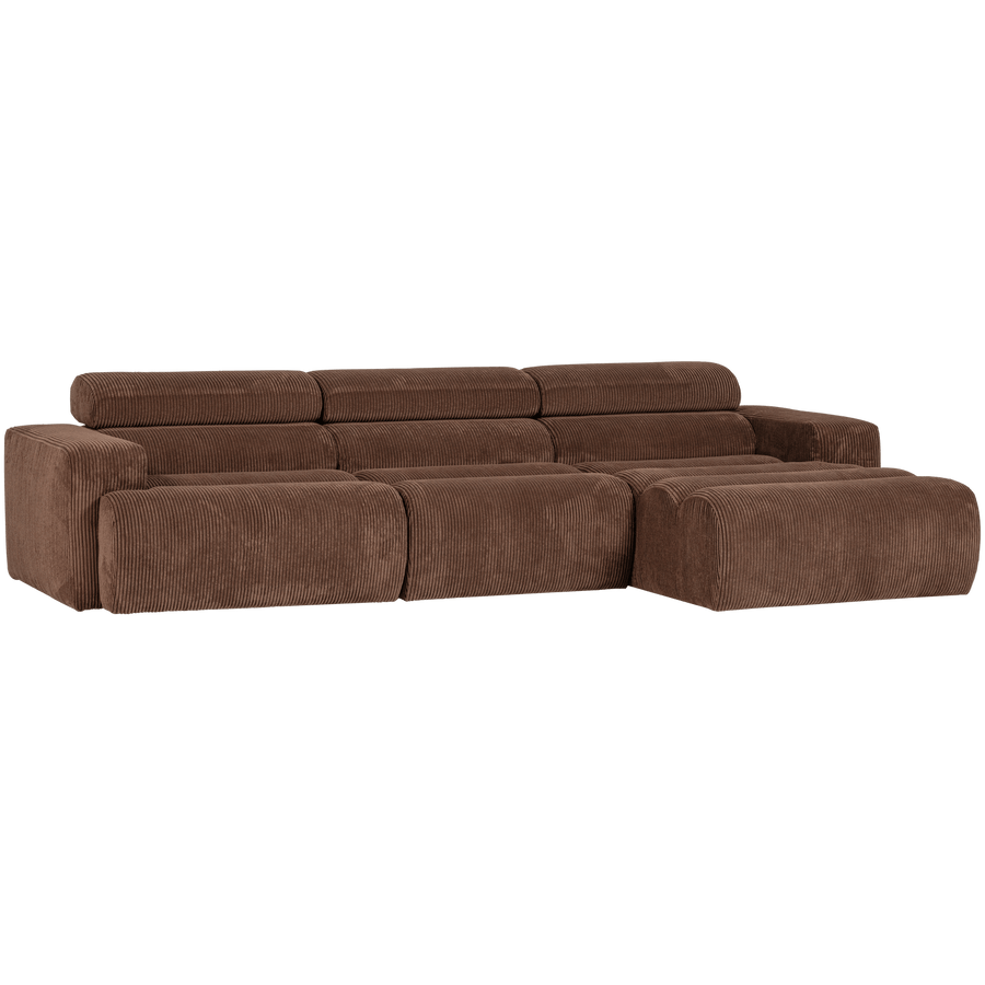 NOVI CHAISE LONGUE BANK RECHTS RIBSTOF MOKKABRUIN