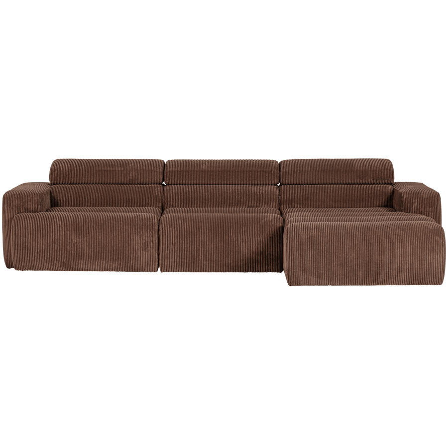 NOVI CHAISE LONGUE BANK RECHTS RIBSTOF MOKKABRUIN