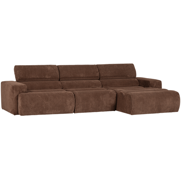 NOVI CHAISE LONGUE BANK RECHTS RIBSTOF MOKKABRUIN