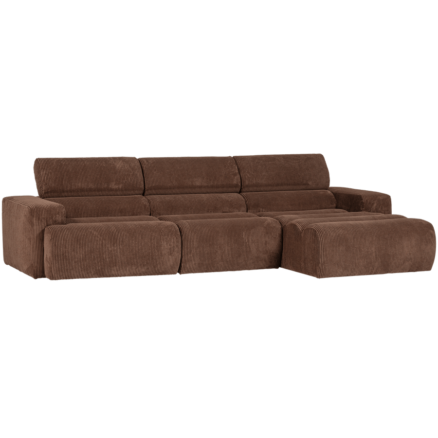 NOVI CHAISE LONGUE BANK RECHTS RIBSTOF MOKKABRUIN