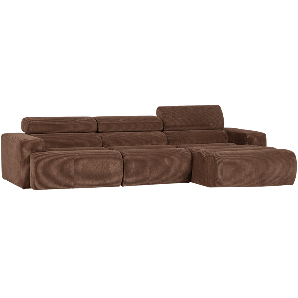 NOVI CHAISE LONGUE BANK RECHTS RIBSTOF MOKKABRUIN