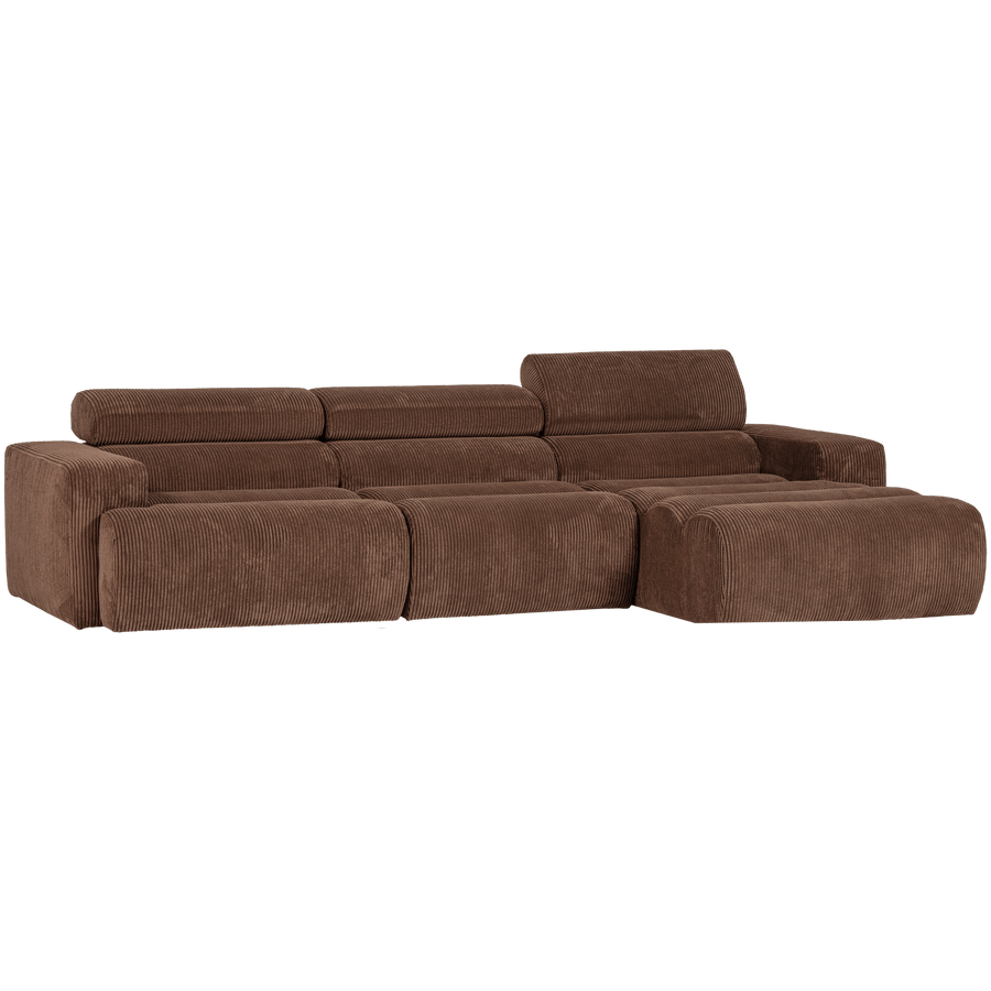 NOVI CHAISE LONGUE BANK RECHTS RIBSTOF MOKKABRUIN