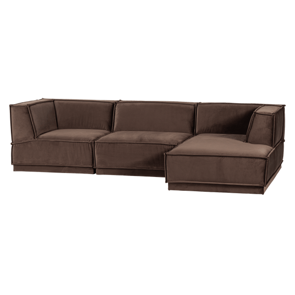 MANU CHAISE LONGUE BANK RECHTS VELVET BRUIN [fsc]