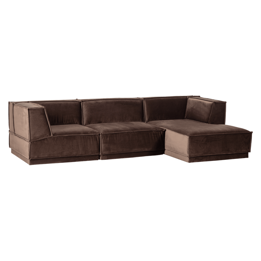 MANU CHAISE LONGUE BANK RECHTS VELVET BRUIN [fsc]