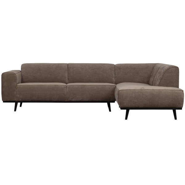 STATEMENT HOEKBANK RECHTS RIBSTOF TAUPE
