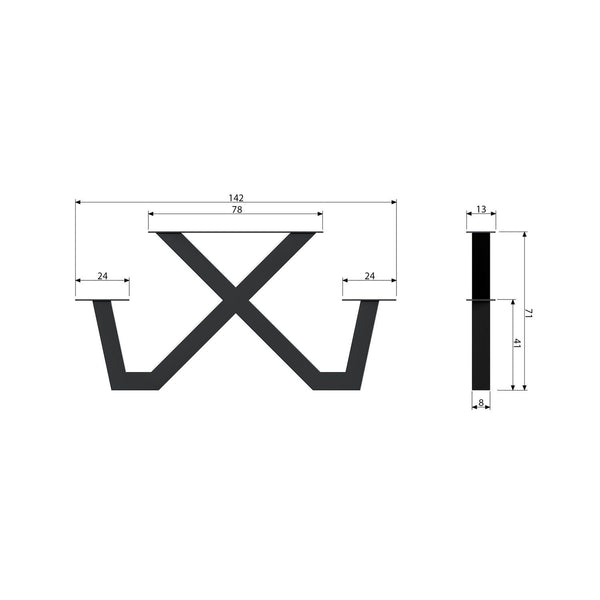 TABLO TUIN X-VORM POOT PICKNICK METAAL ZWART - 1 STUKS
