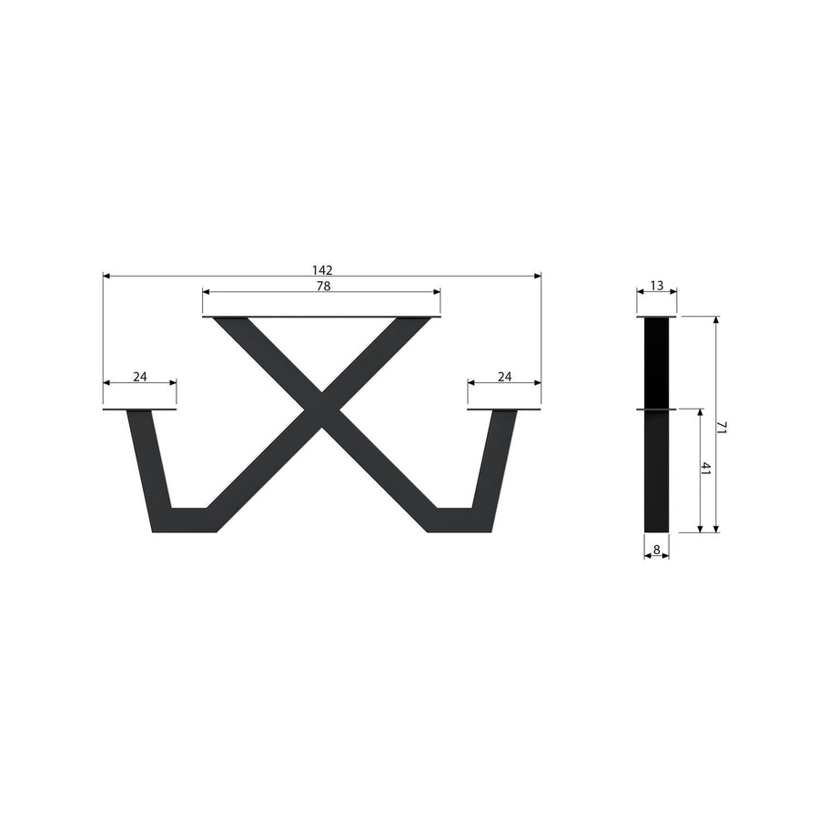 TABLO TUIN X-VORM POOT PICKNICK METAAL ZWART - 1 STUKS